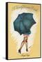 California - A Californian Dish, Frog's Legs; Woman with Good Legs and Umbrella-Lantern Press-Framed Stretched Canvas