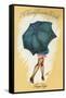 California - A Californian Dish, Frog's Legs; Woman with Good Legs and Umbrella-Lantern Press-Framed Stretched Canvas