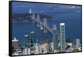 California, Aerial of Downtown San Francisco and Bridges-David Wall-Framed Stretched Canvas