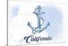 California - Anchor - Blue - Coastal Icon-Lantern Press-Stretched Canvas