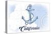 California - Anchor - Blue - Coastal Icon-Lantern Press-Stretched Canvas