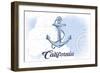 California - Anchor - Blue - Coastal Icon-Lantern Press-Framed Art Print