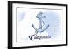 California - Anchor - Blue - Coastal Icon-Lantern Press-Framed Art Print