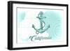 California - Anchor - Teal - Coastal Icon-Lantern Press-Framed Art Print