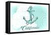 California - Anchor - Teal - Coastal Icon-Lantern Press-Framed Stretched Canvas