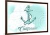 California - Anchor - Teal - Coastal Icon-Lantern Press-Framed Art Print