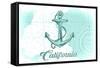 California - Anchor - Teal - Coastal Icon-Lantern Press-Framed Stretched Canvas
