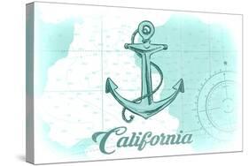 California - Anchor - Teal - Coastal Icon-Lantern Press-Stretched Canvas