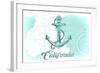 California - Anchor - Teal - Coastal Icon-Lantern Press-Framed Art Print