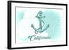 California - Anchor - Teal - Coastal Icon-Lantern Press-Framed Art Print