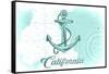 California - Anchor - Teal - Coastal Icon-Lantern Press-Framed Stretched Canvas