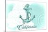 California - Anchor - Teal - Coastal Icon-Lantern Press-Stretched Canvas