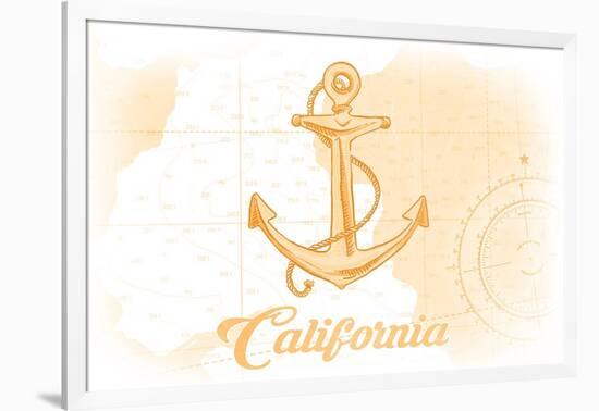 California - Anchor - Yellow - Coastal Icon-Lantern Press-Framed Art Print