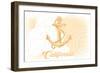 California - Anchor - Yellow - Coastal Icon-Lantern Press-Framed Art Print