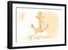 California - Anchor - Yellow - Coastal Icon-Lantern Press-Framed Art Print