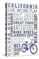 California and Bike Icon - Typography-Lantern Press-Stretched Canvas