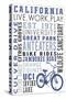 California and Bike Icon - Typography-Lantern Press-Stretched Canvas