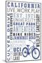 California and Bike Icon - Typography-Lantern Press-Mounted Art Print