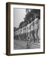 California and Florida Bathing Beauties Participating in a Contest-Peter Stackpole-Framed Photographic Print