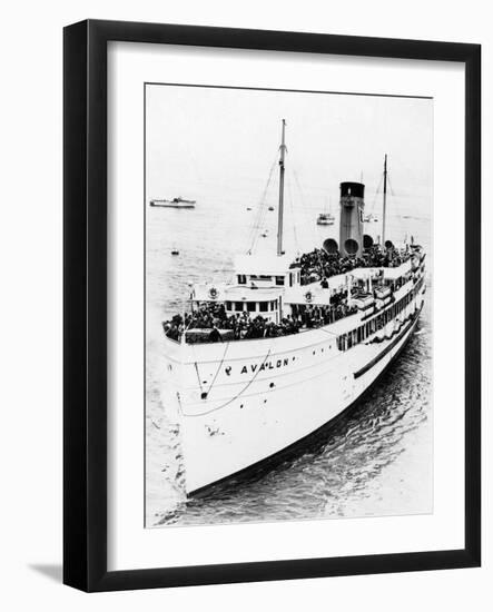 California - Avalon Ship-Lantern Press-Framed Art Print