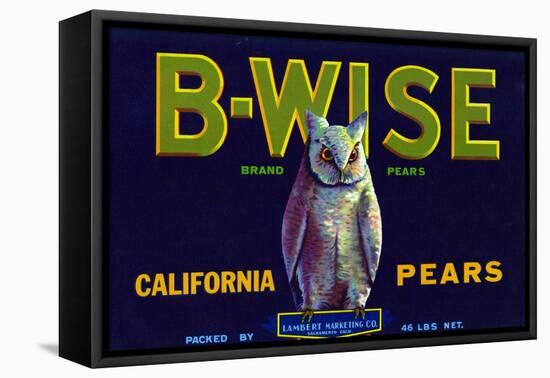 California, B-Wise Brand Pear Label-Lantern Press-Framed Stretched Canvas