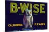 California, B-Wise Brand Pear Label-Lantern Press-Stretched Canvas