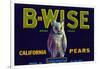 California, B-Wise Brand Pear Label-Lantern Press-Framed Art Print