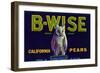 California, B-Wise Brand Pear Label-Lantern Press-Framed Art Print