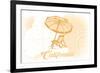 California - Beach Chair and Umbrella - Yellow - Coastal Icon-Lantern Press-Framed Art Print