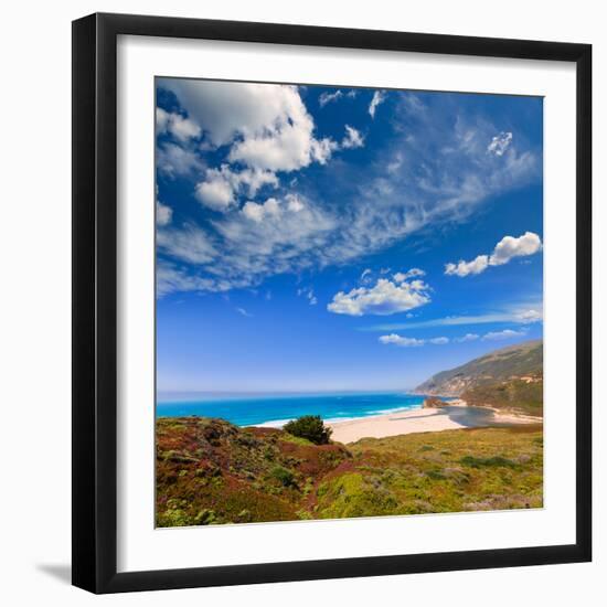 California Beach in Big Sur in Monterey Pacific Highway along State Route 1 US-holbox-Framed Premium Photographic Print