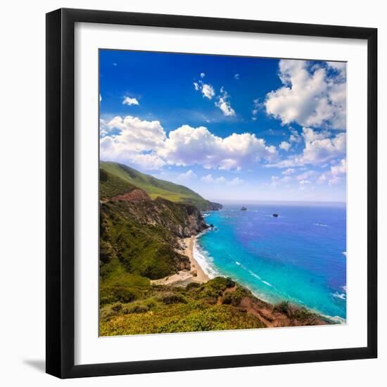 California  Beach near Bixby Bridge in Big Sur in Monterey County along State Route 1 US-holbox-Framed Photographic Print