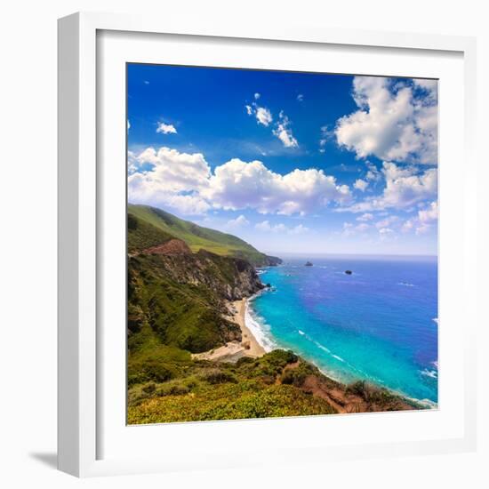 California  Beach near Bixby Bridge in Big Sur in Monterey County along State Route 1 US-holbox-Framed Photographic Print