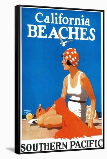 California Beaches Promotional Poster - California-Lantern Press-Framed Stretched Canvas