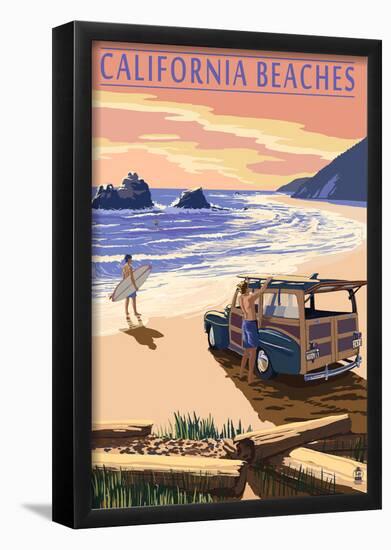 California Beaches - Woody on Beach-null-Framed Poster