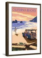 California Beaches - Woody on Beach-Lantern Press-Framed Art Print