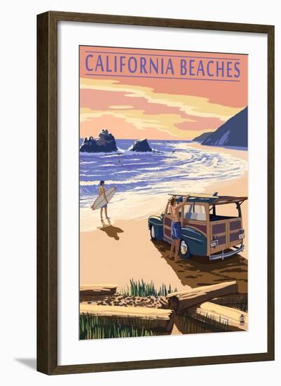 California Beaches - Woody on Beach-Lantern Press-Framed Art Print