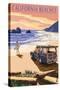 California Beaches - Woody on Beach-Lantern Press-Stretched Canvas