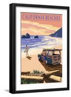 California Beaches - Woody on Beach-Lantern Press-Framed Art Print