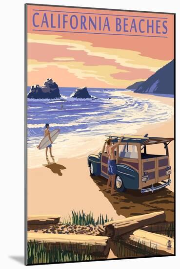 California Beaches - Woody on Beach-Lantern Press-Mounted Art Print