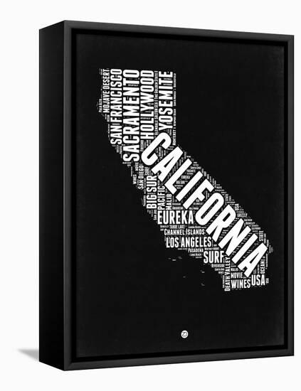 California Black and White Map-NaxArt-Framed Stretched Canvas