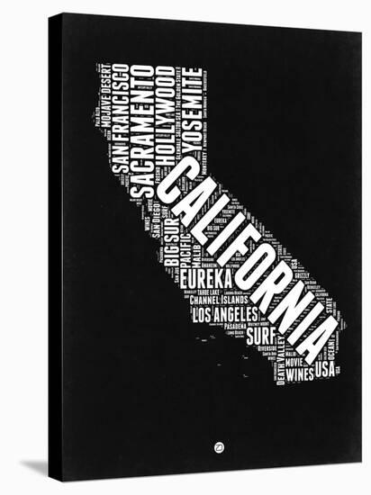 California Black and White Map-NaxArt-Stretched Canvas