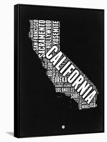 California Black and White Map-NaxArt-Framed Stretched Canvas