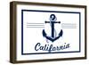 California - Blue and White Anchor-Lantern Press-Framed Art Print