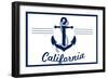 California - Blue and White Anchor-Lantern Press-Framed Art Print