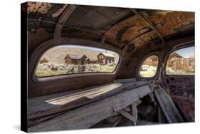 California, Bodie State Historic Park. Inside Abandoned Car Looking Out-Jaynes Gallery-Stretched Canvas