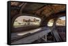 California, Bodie State Historic Park. Inside Abandoned Car Looking Out-Jaynes Gallery-Framed Stretched Canvas