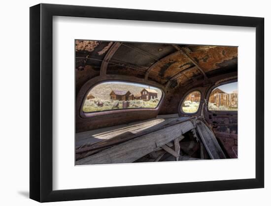 California, Bodie State Historic Park. Inside Abandoned Car Looking Out-Jaynes Gallery-Framed Photographic Print