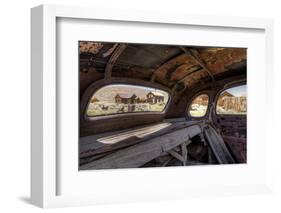 California, Bodie State Historic Park. Inside Abandoned Car Looking Out-Jaynes Gallery-Framed Photographic Print