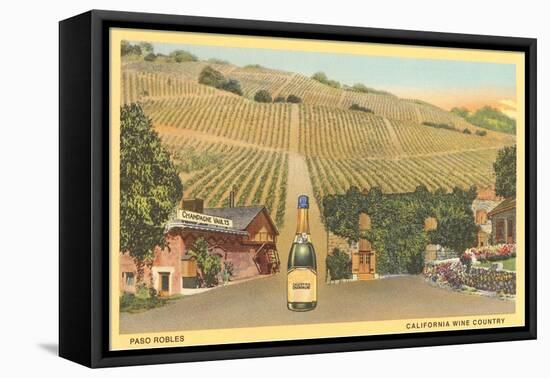 California Bottle of Champagne in Street, Paso Robles, California Wine Country-null-Framed Stretched Canvas