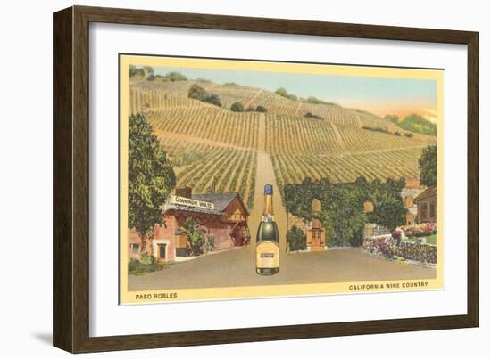 California Bottle of Champagne in Street, Paso Robles, California Wine Country-null-Framed Art Print